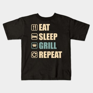 Eat Sleep Grill Repeat - Funny Grill Lovers Gift Kids T-Shirt